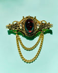 Stunning 1950s plated alloy Barcs brooch with red paste