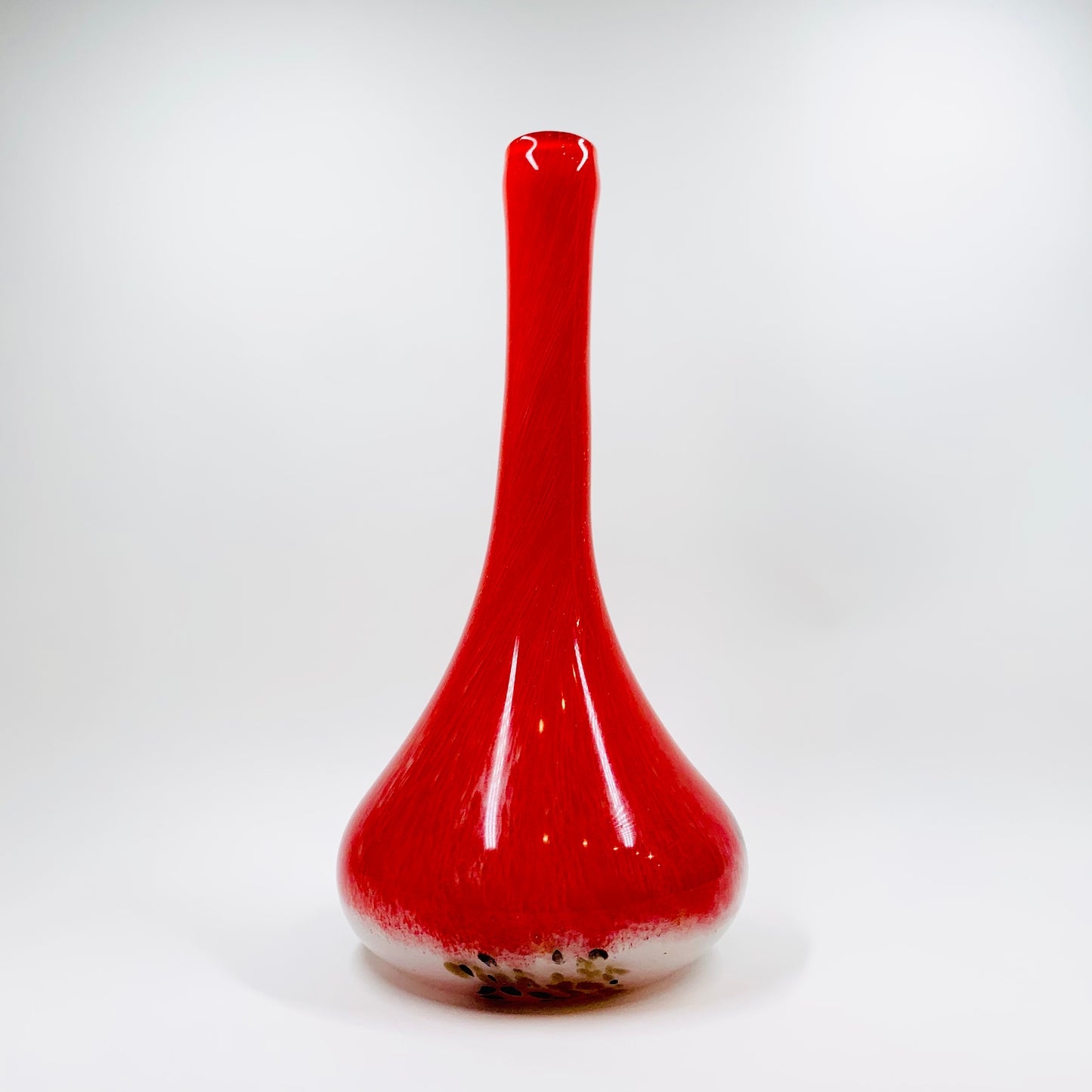 Retro Murano red art glass bottle vase with aventurine
