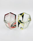 Antique Art Deco black and citrine hexagons glass posy vase by Karl Palda