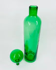 Rare mouth blown vintage Pols Potten green glass decanter bottle with matching stopper