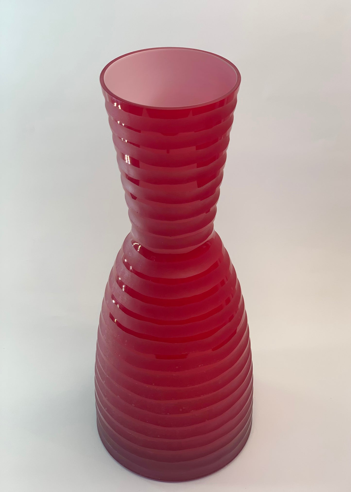 Midcentury cut cased red glass vase