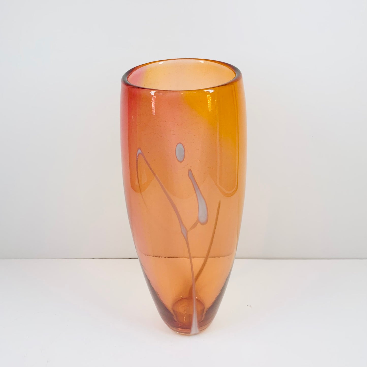 Vintage Rossi Glass Canada red orange gradient art glass vase