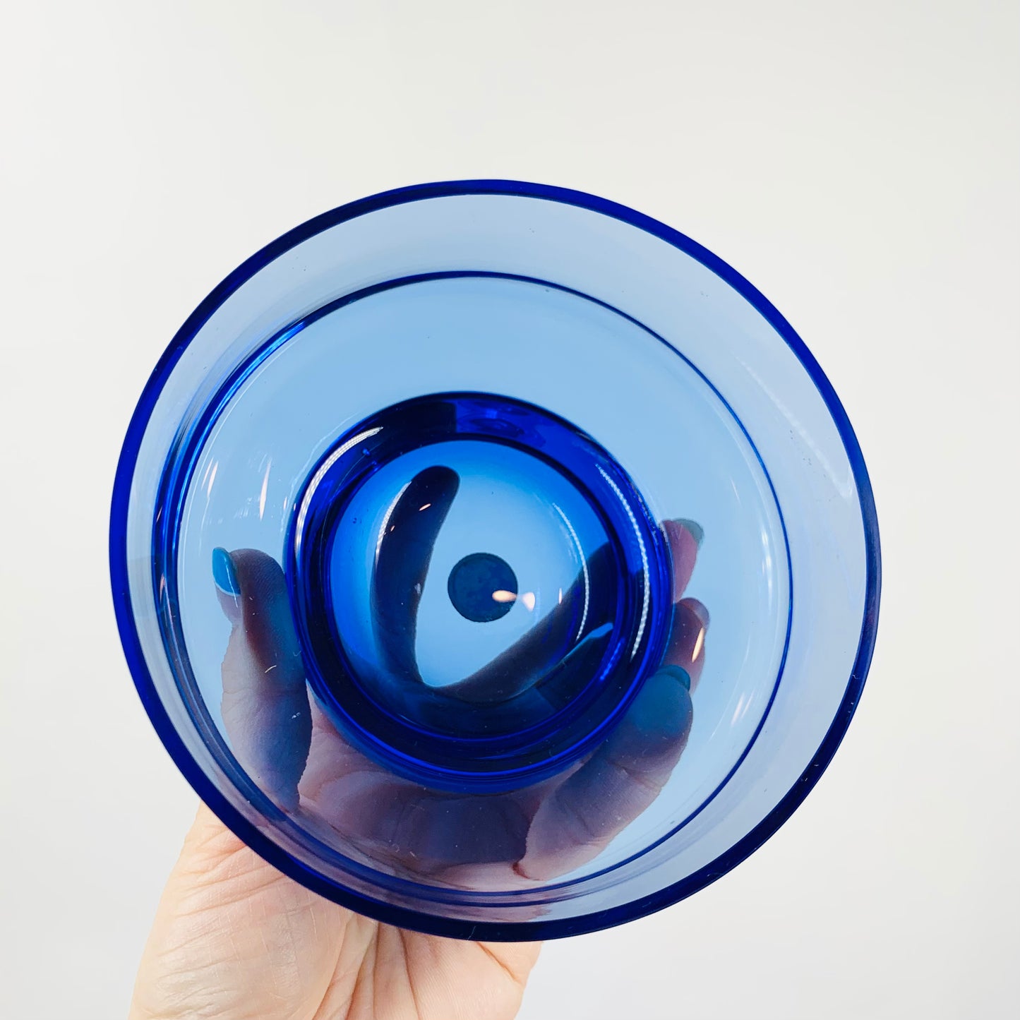 MCM hand made thick cobalt blue glass bowl