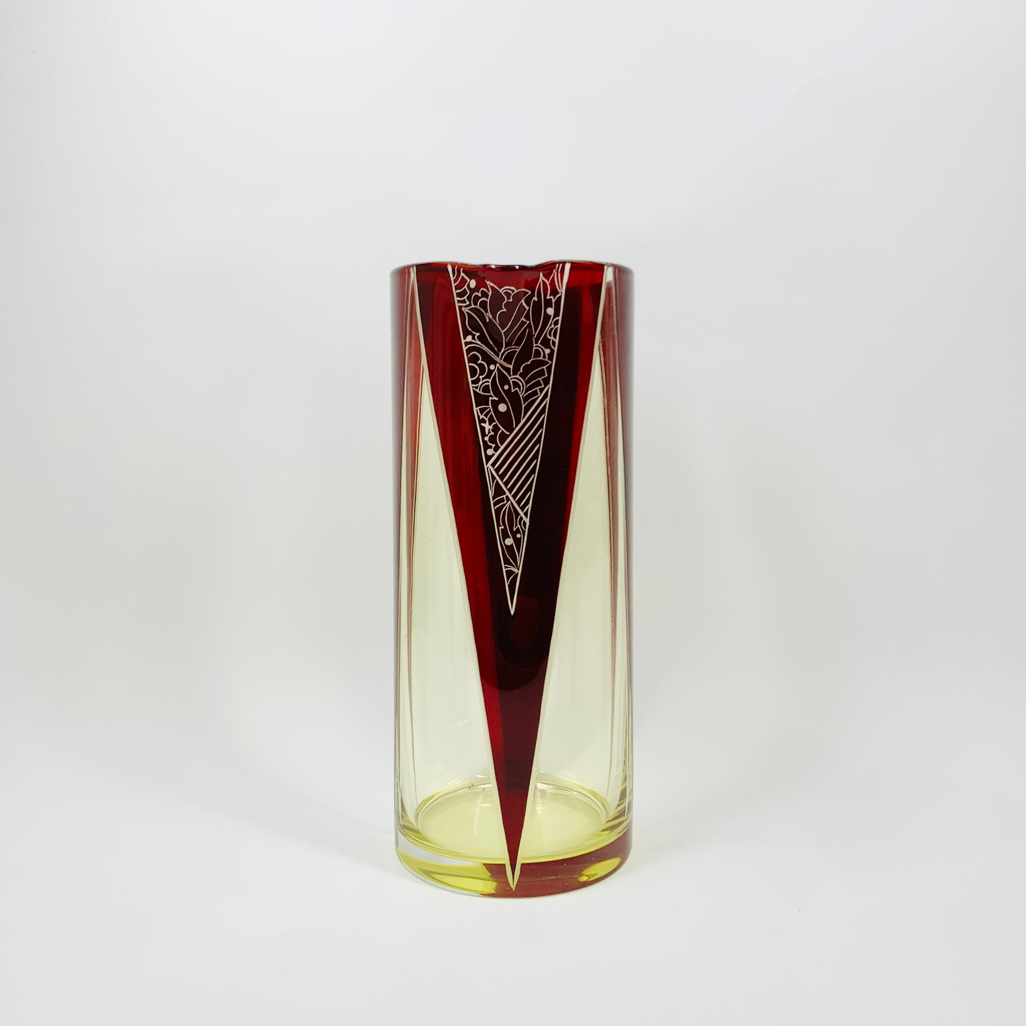 Extremely extremely rare antique Art Deco ruby enamel and citrine glass jug and matching wine glasses set by Karl Palda