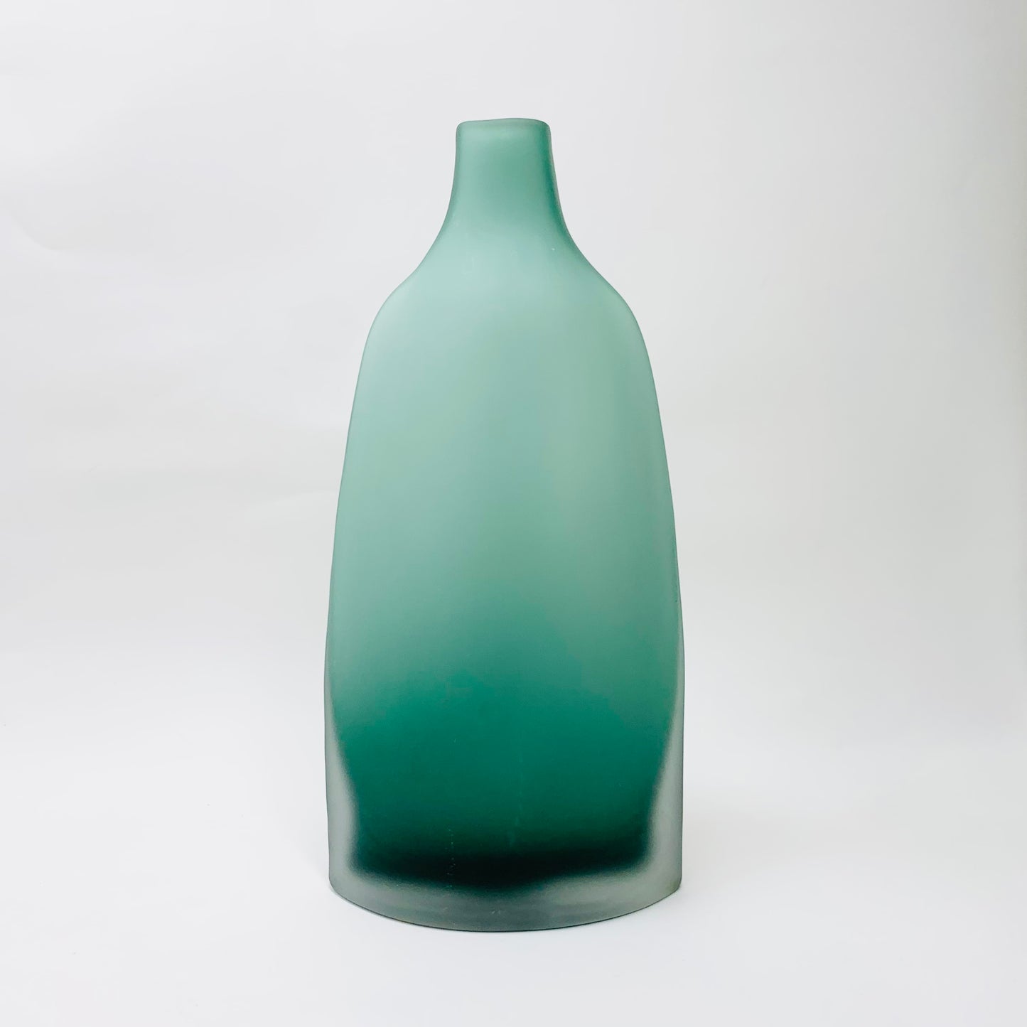 Vintage large sage green cased white satin glass vase