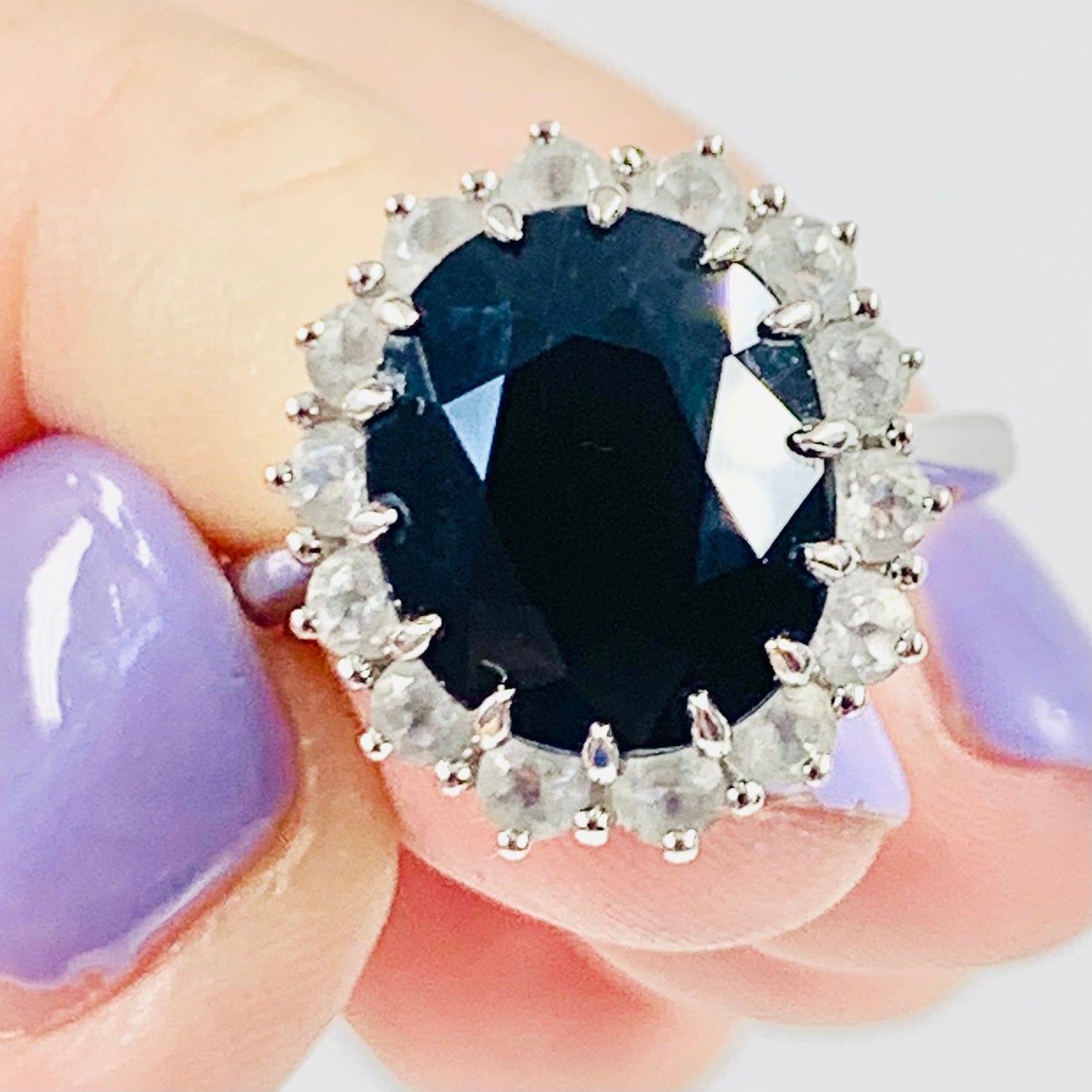Vintage 14K gold black sapphire diamond ring