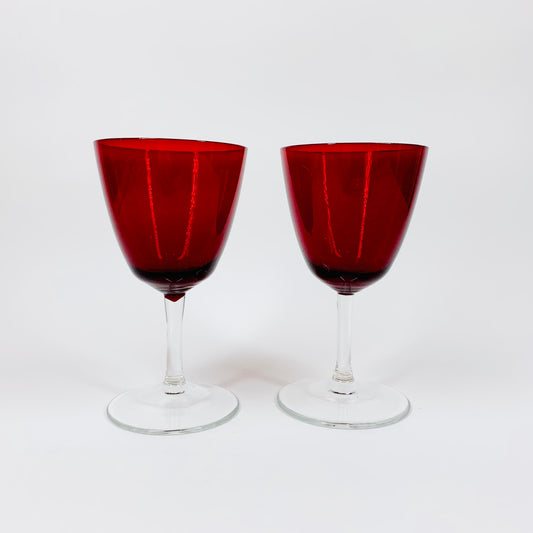 Midcentury Italian red sweet wine glasses