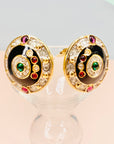 Extremely rare 1970s Swarovski gold plated clip on earrings with colour crystals