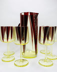 Extremely extremely rare antique Art Deco ruby enamel and citrine glass jug and matching wine glasses set by Karl Palda
