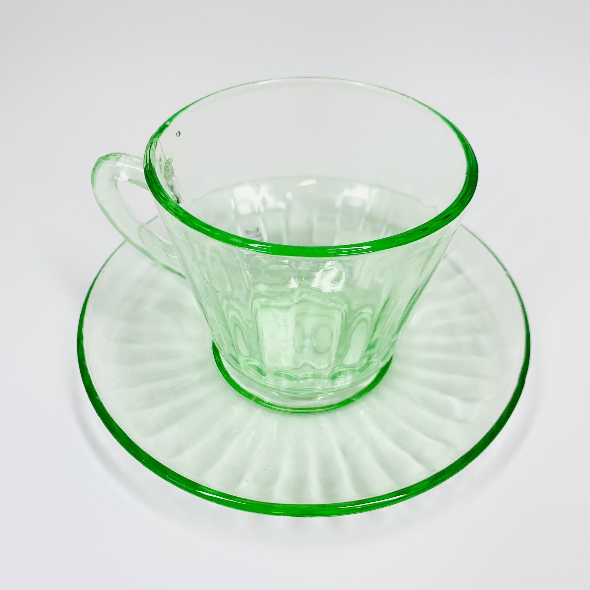 Green Depression Glass Trio, Green Depression Glass Tea Set, Depression Tea  Cup, Saucer, Plate for Tea Time, Tea Party #A623