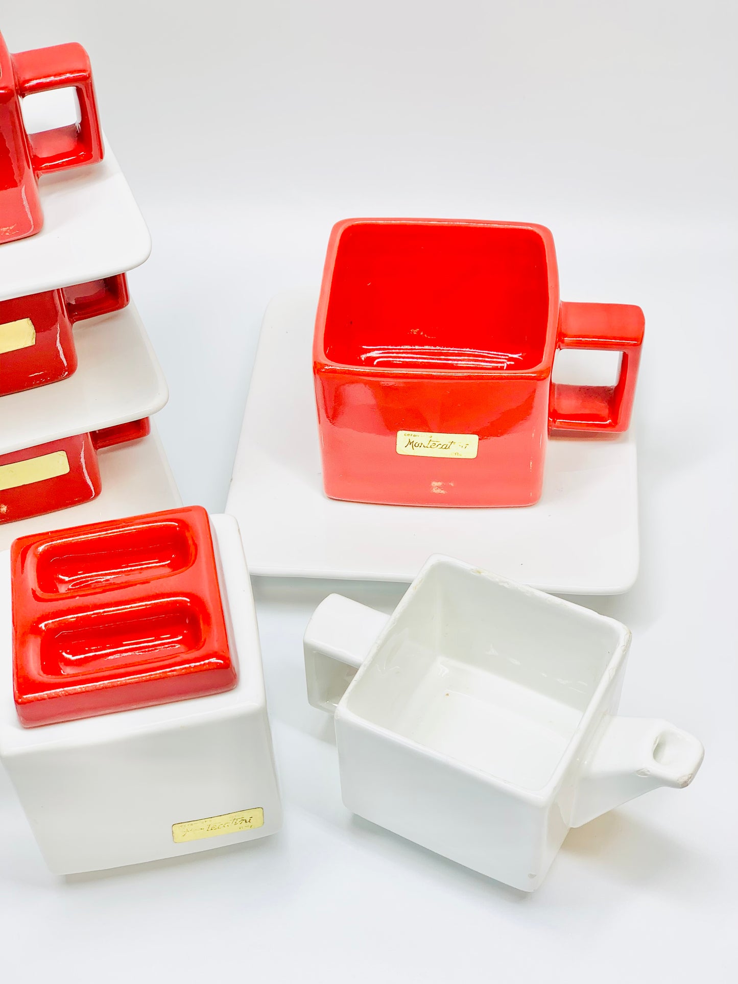 Extremely rare 1970s Red and White Coffee Service from Fratelli Brambilla