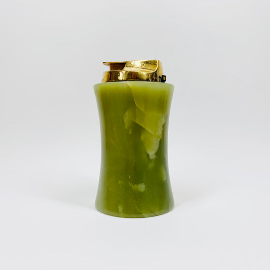 Midcentury English green onyx brass lighter box