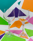 Vintage Bohemian wine glasses with antique faceted stem