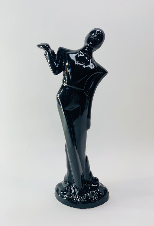MCM black porcelain statute of waiter