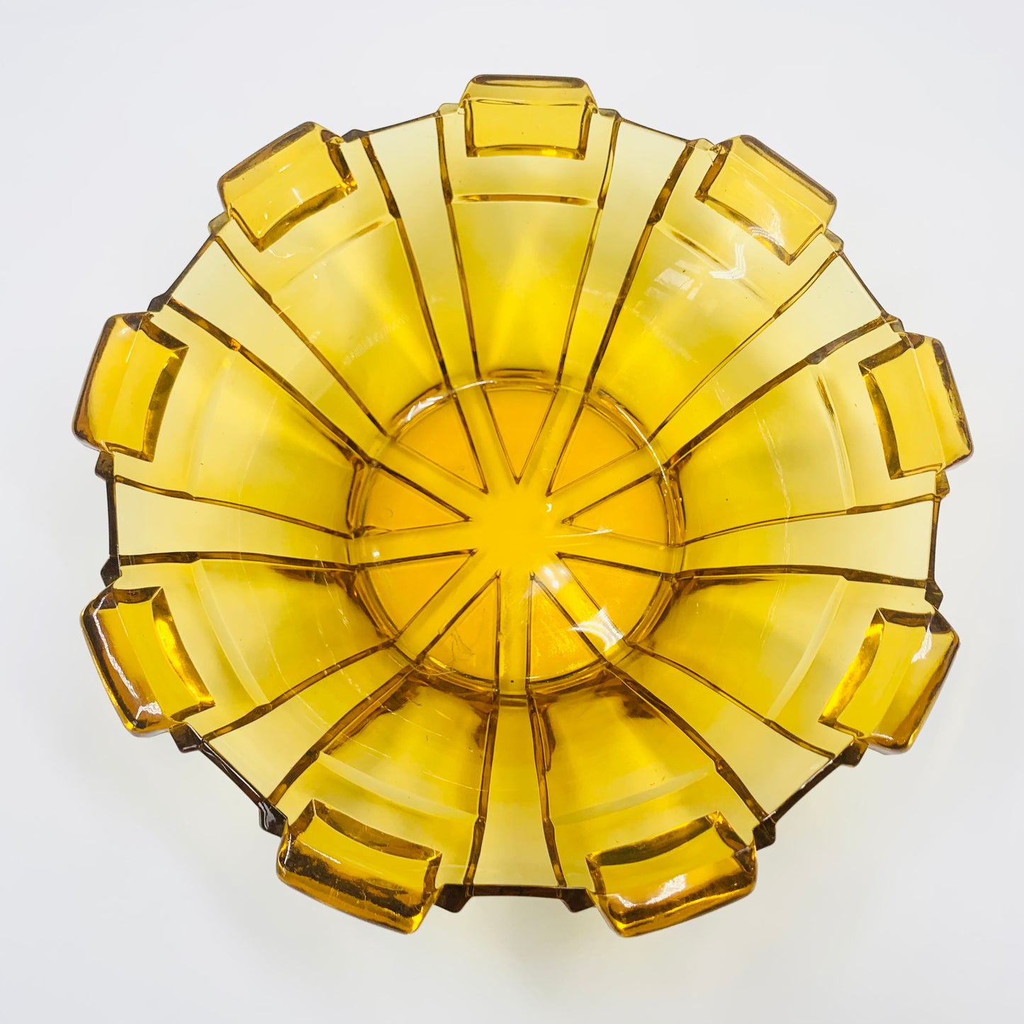 Art Deco amber glass salad/fruit bowl