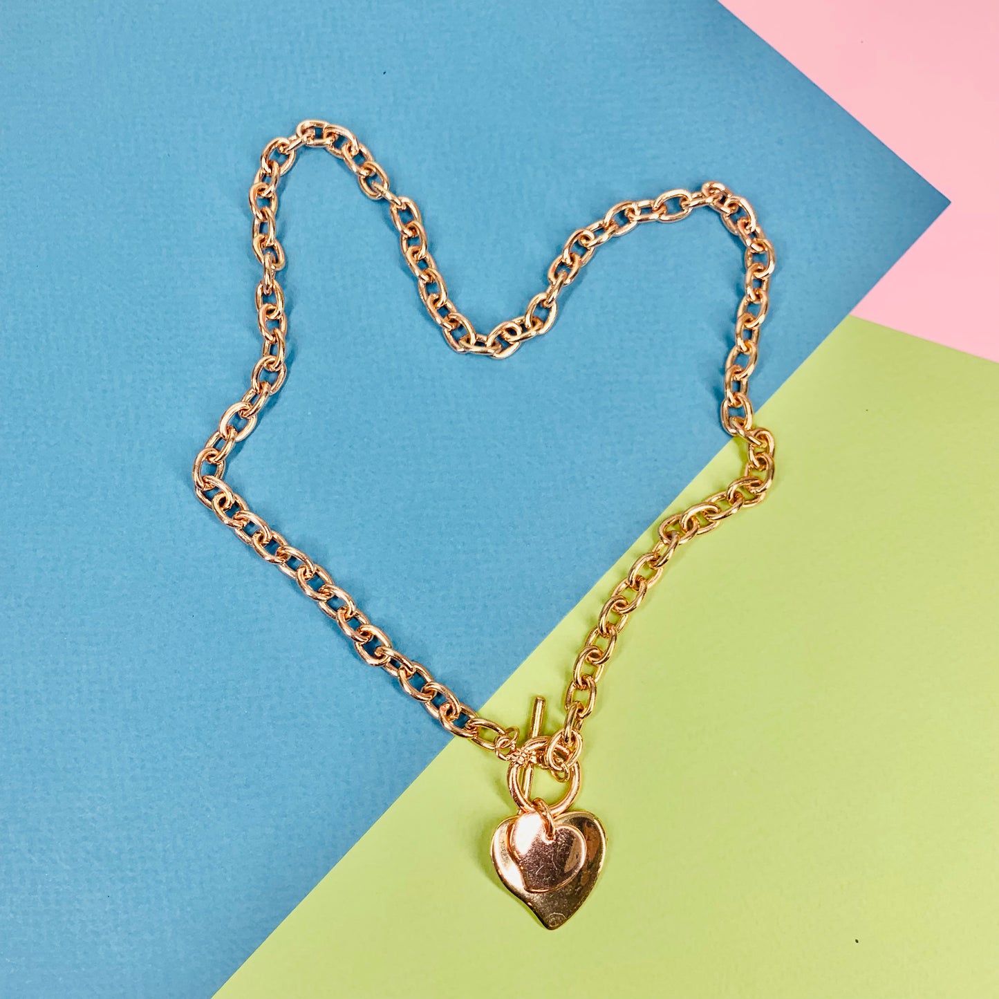 1980s costume copper heart fob chain necklace