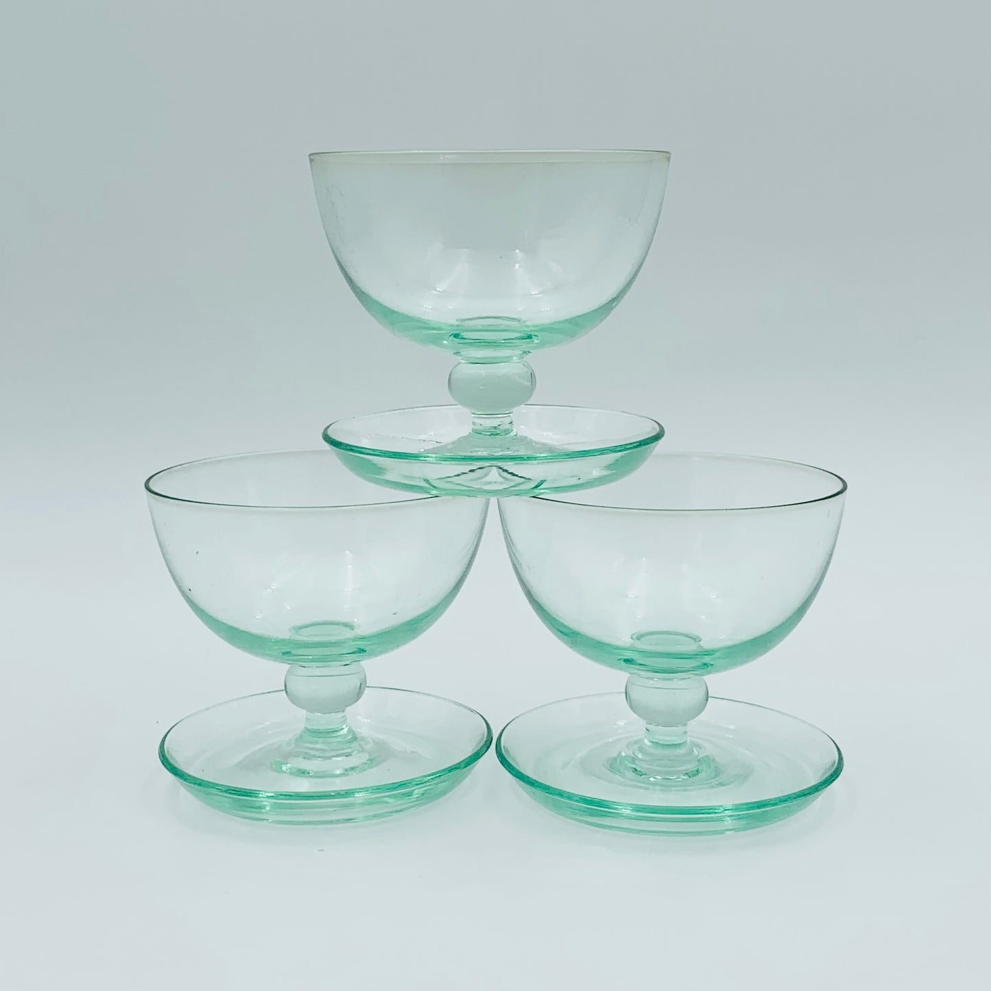 Astra green depression glass cocktail coupe/dessert bowls