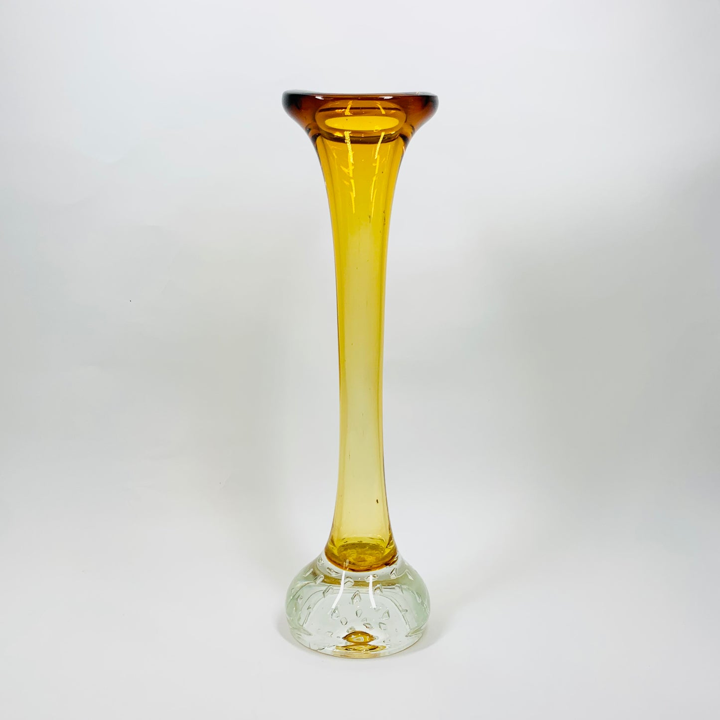 Aseda made in Sweden glass bone vase with controlled bubble base