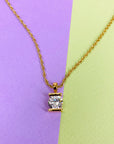 1970s Anson American triple plated gold necklace with solitaire pendant