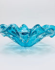 Rare Midcentury Murano turquoise sommerso glass bowl/ashtray with controlled bubbles