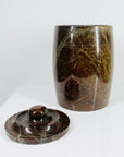 Antique granite lidded jar
