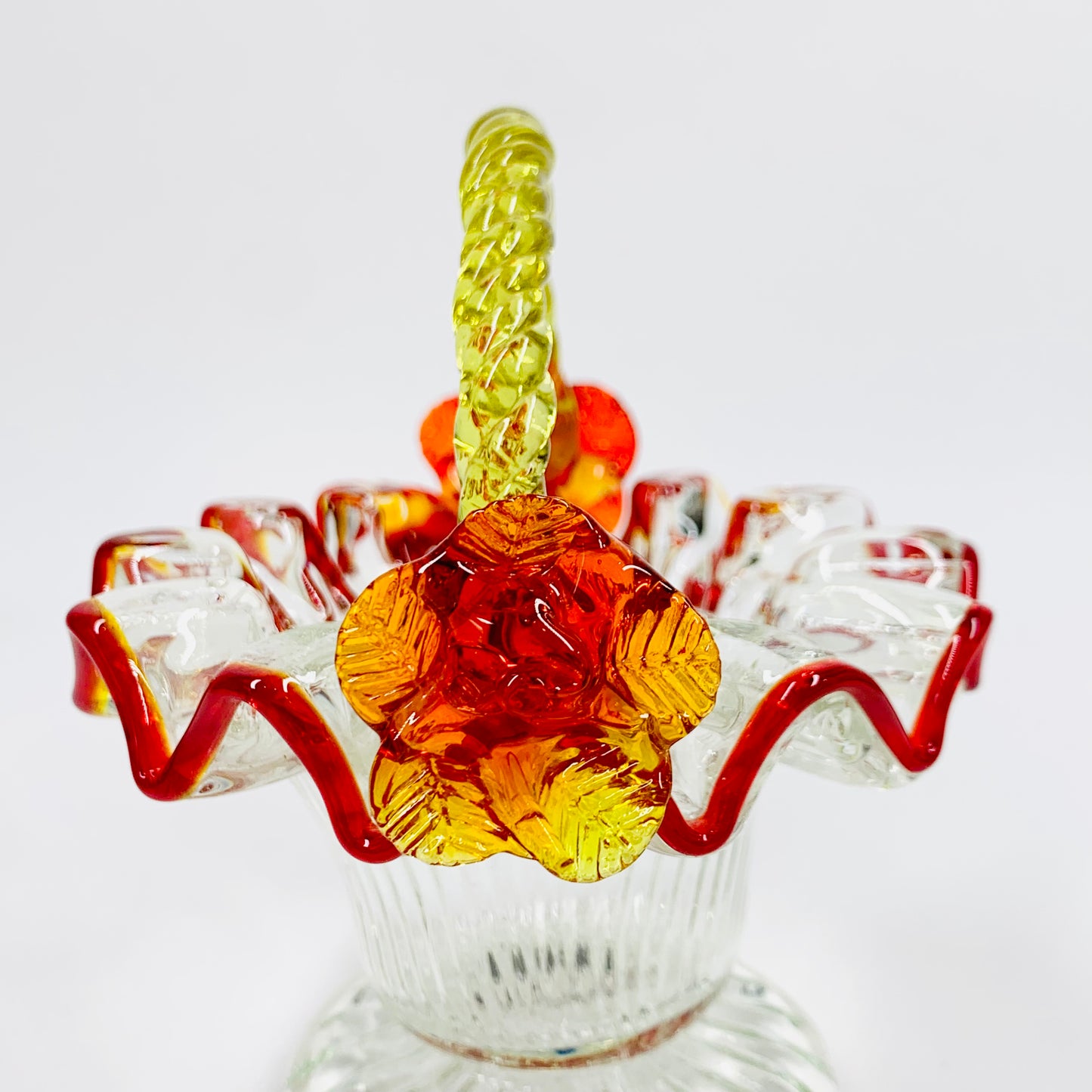 Rare Midcentury mouth blown Murano art glass basket
