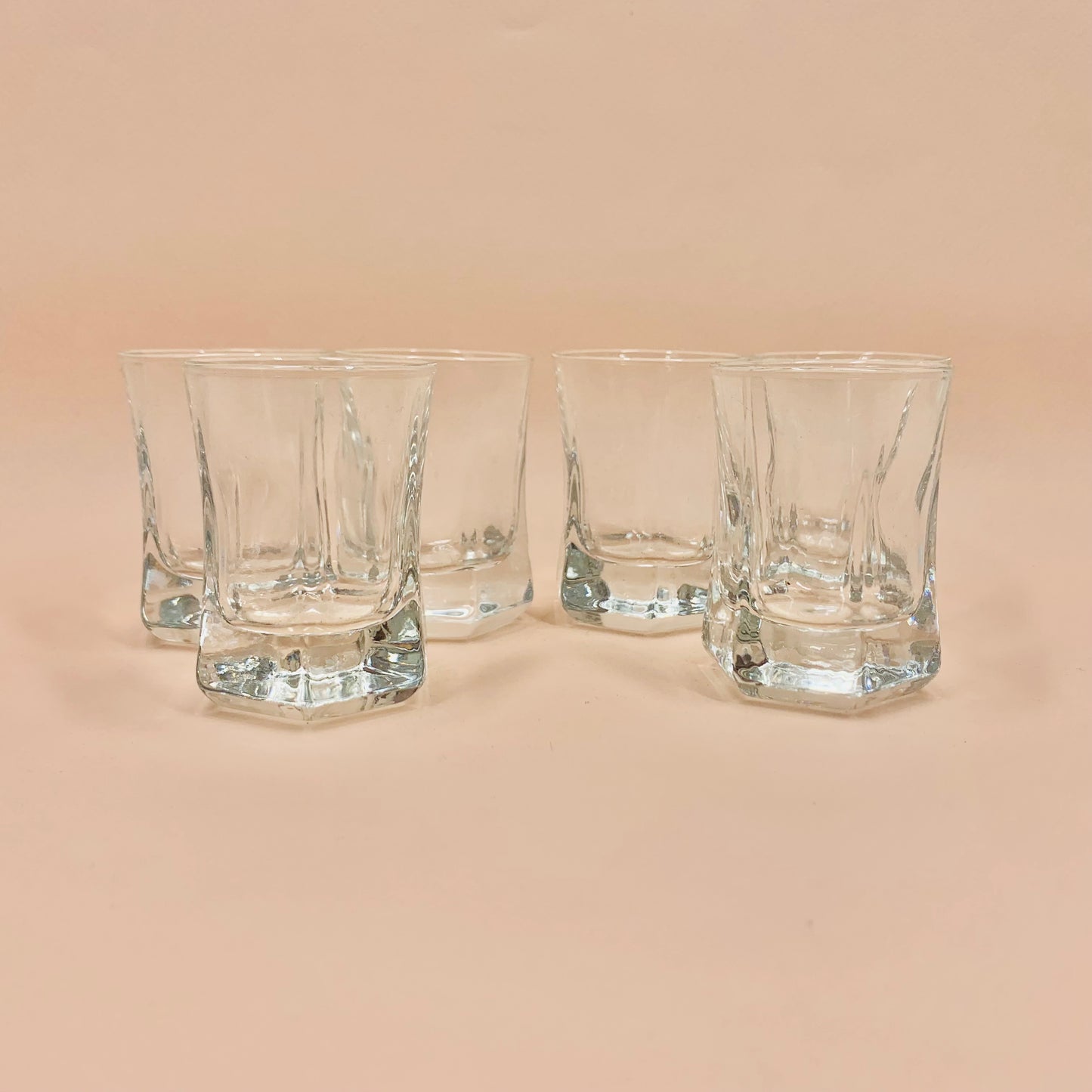 Vintage Bormioli glass decanter and matching shot glasses