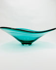 Extremely rare large MCM cased turquoise ombré glass Coquille bowl by Paul Kedelv