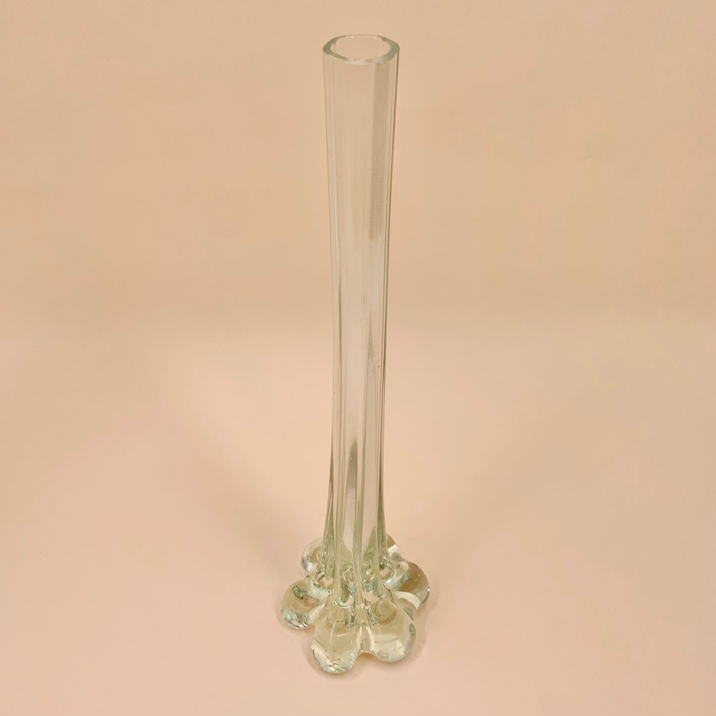 Vintage Czech petal foot single stem glass vase