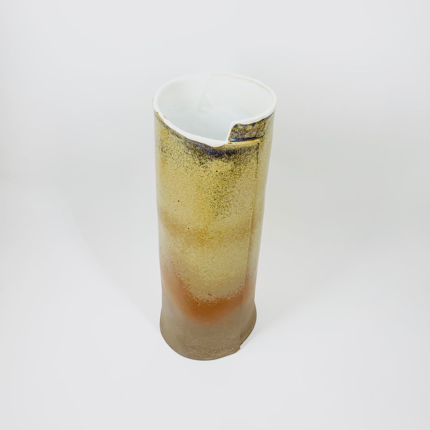 Vintage tall hand made Japanese modernist pottery ikebana vase