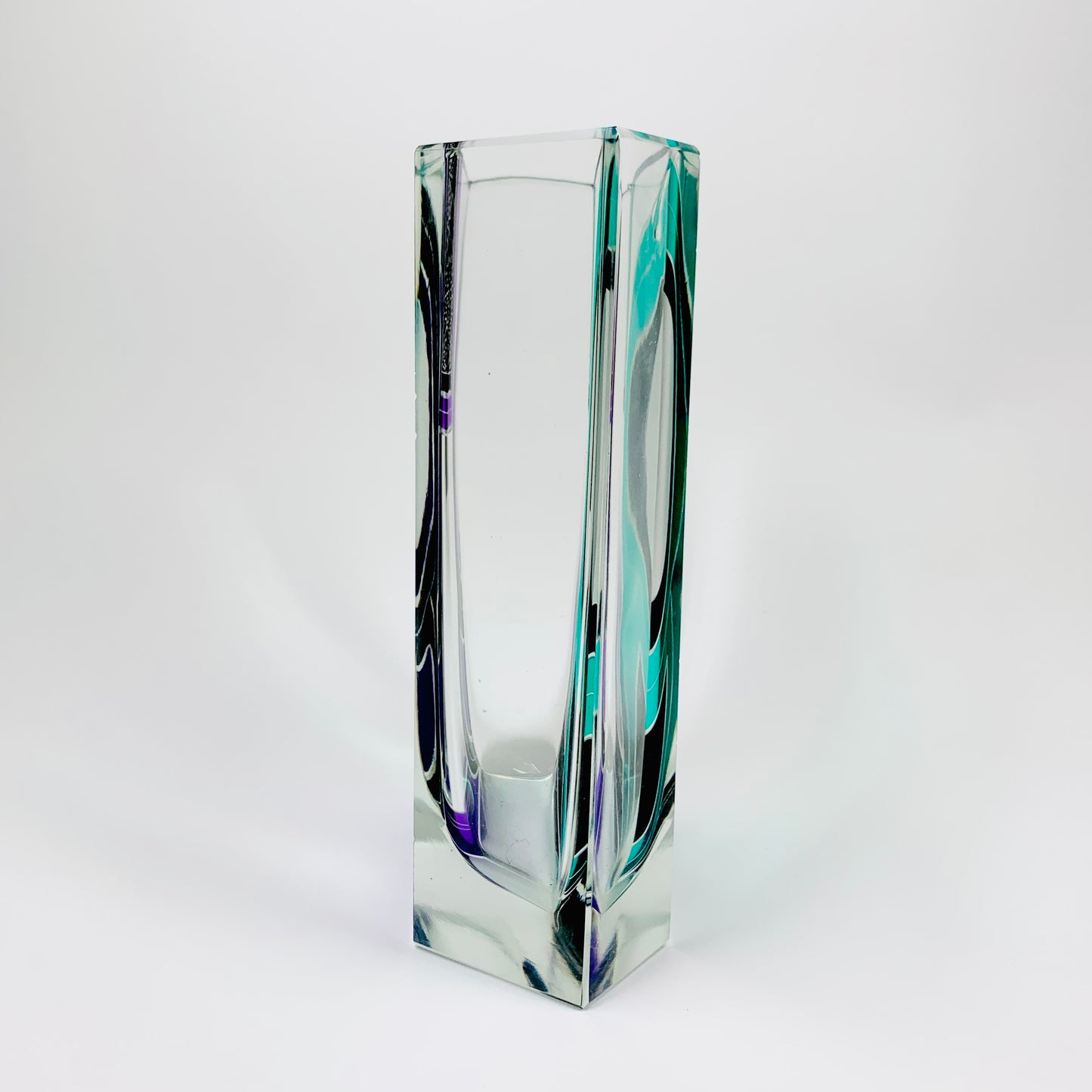 Extremely rare antique Art Deco black, turquoise and purple enamel glass vase by Karl Palda