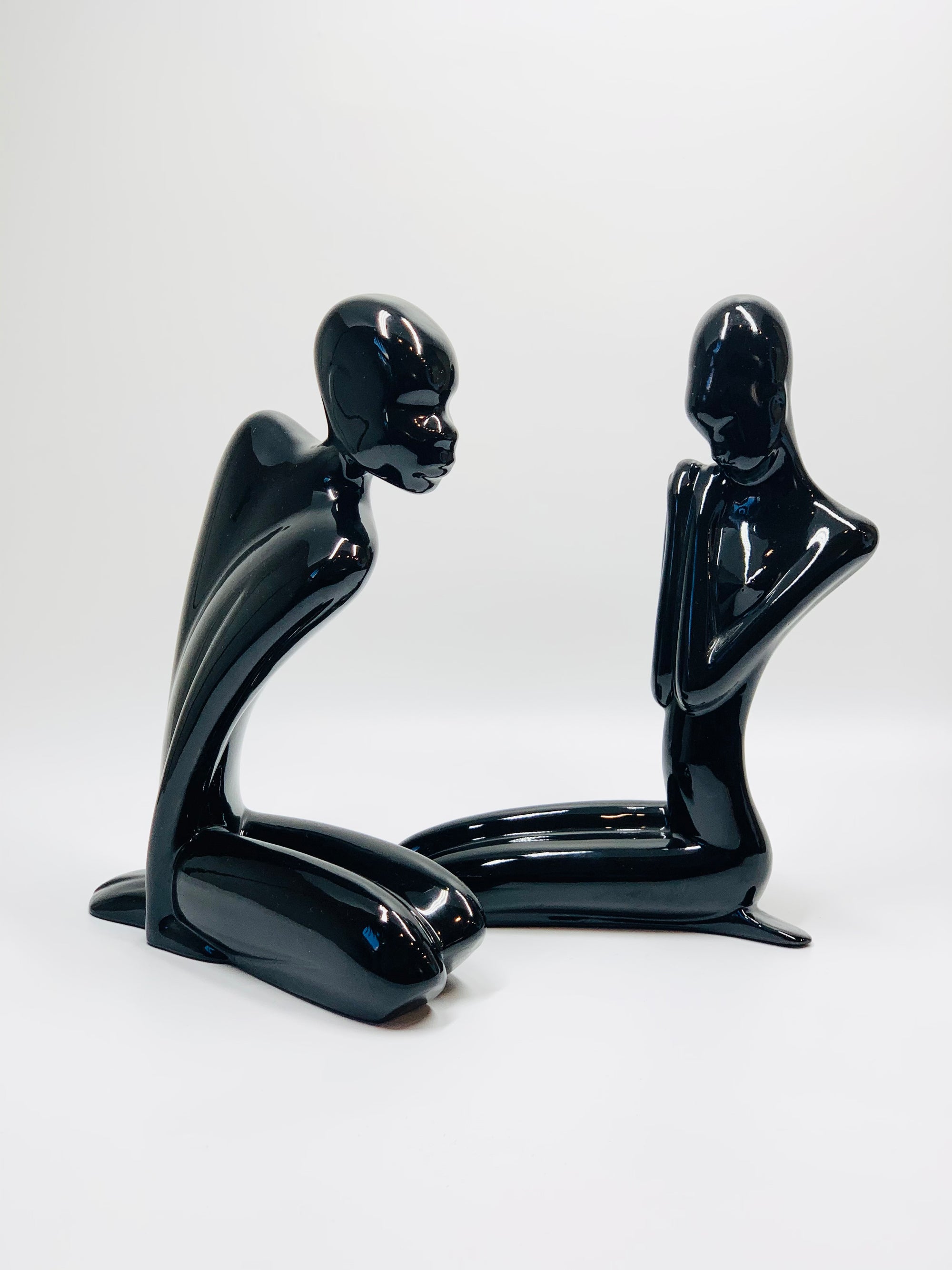 Midcentury black porcelain figurine