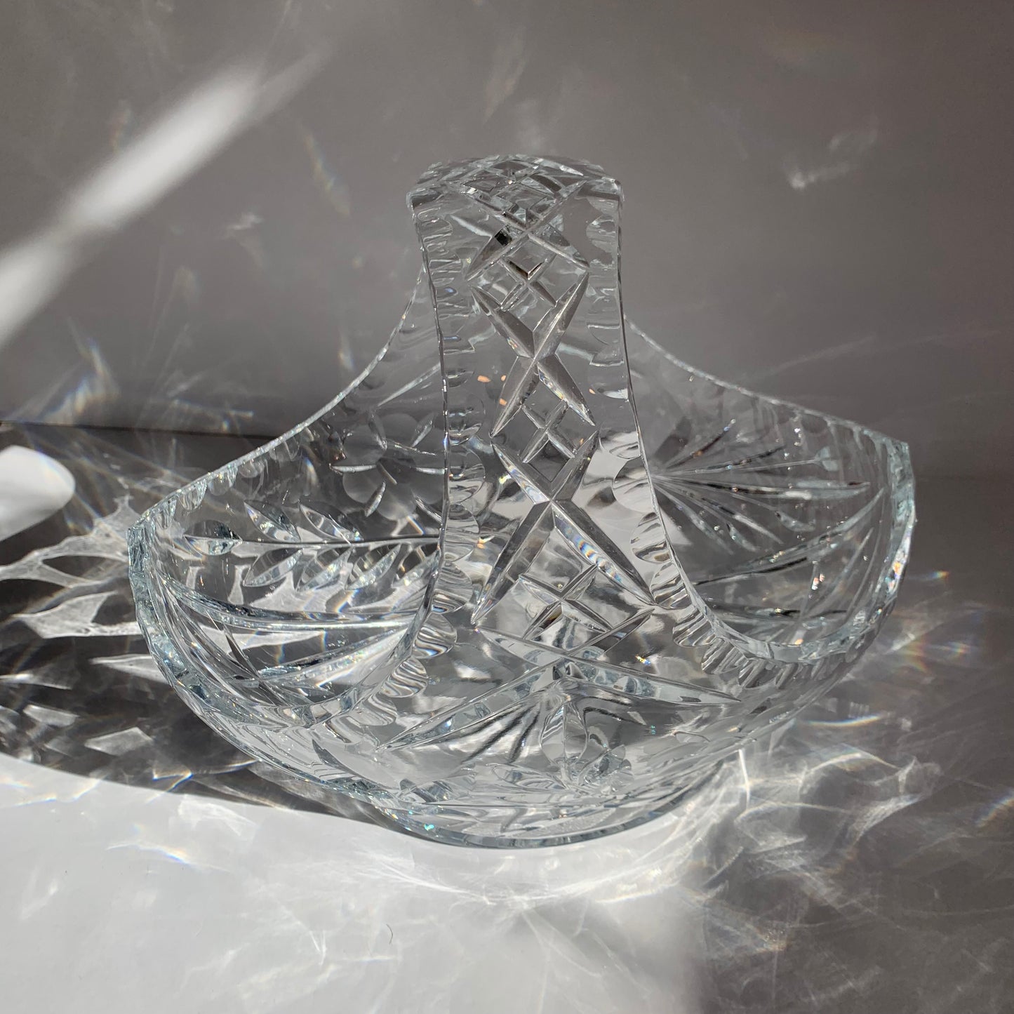 Antique Bohemian crystal basket