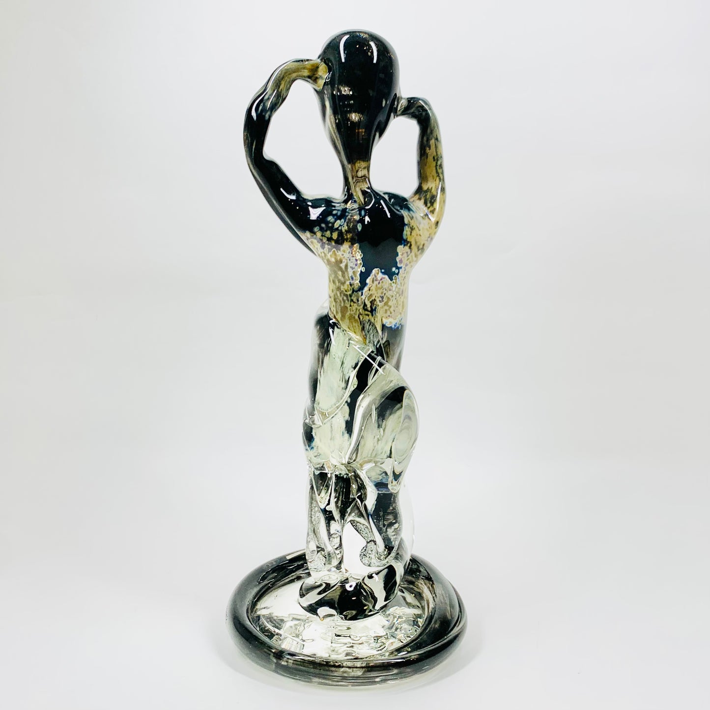 Vintage Murano abstract art glass sculpture of a dancer with aventurine