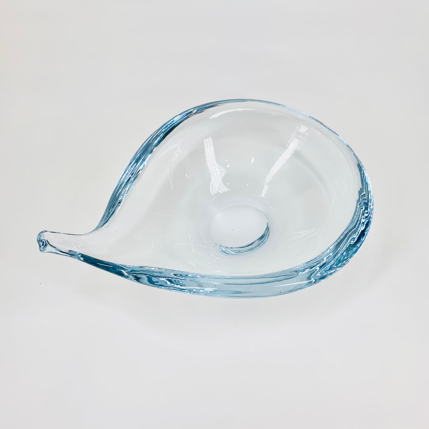 1960s Swedish Strombergshyttan modern glass tear drop bowl