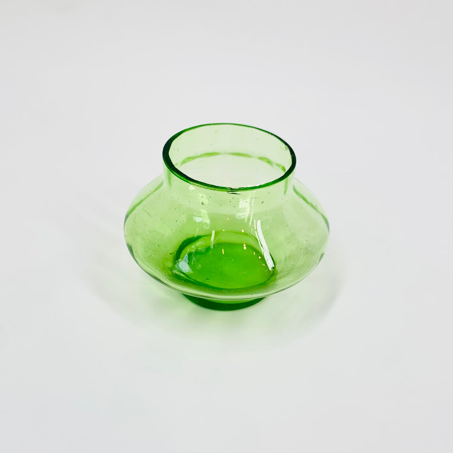 Antique Art Deco green glass mini vase