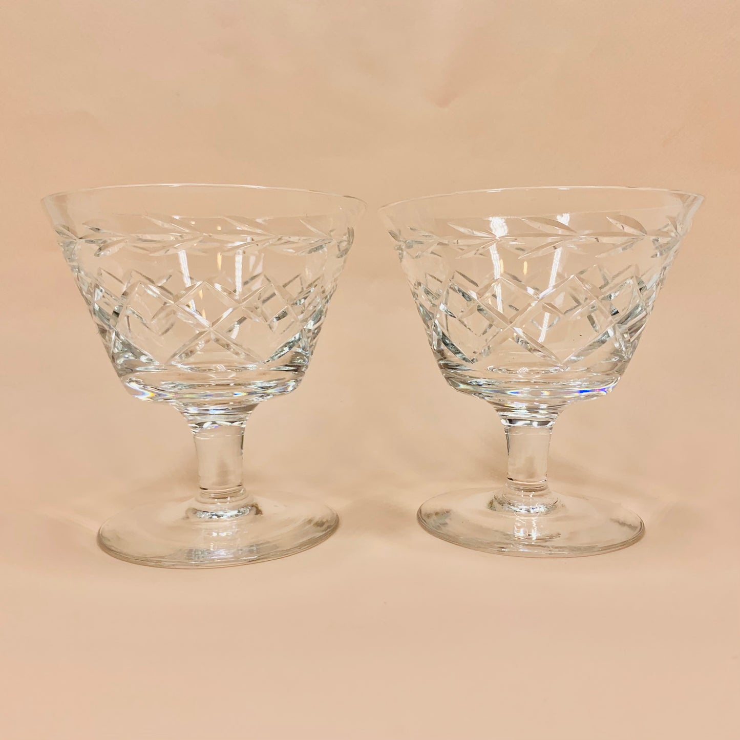 Antique English Webb cut crystal coupe/cocktail glasses