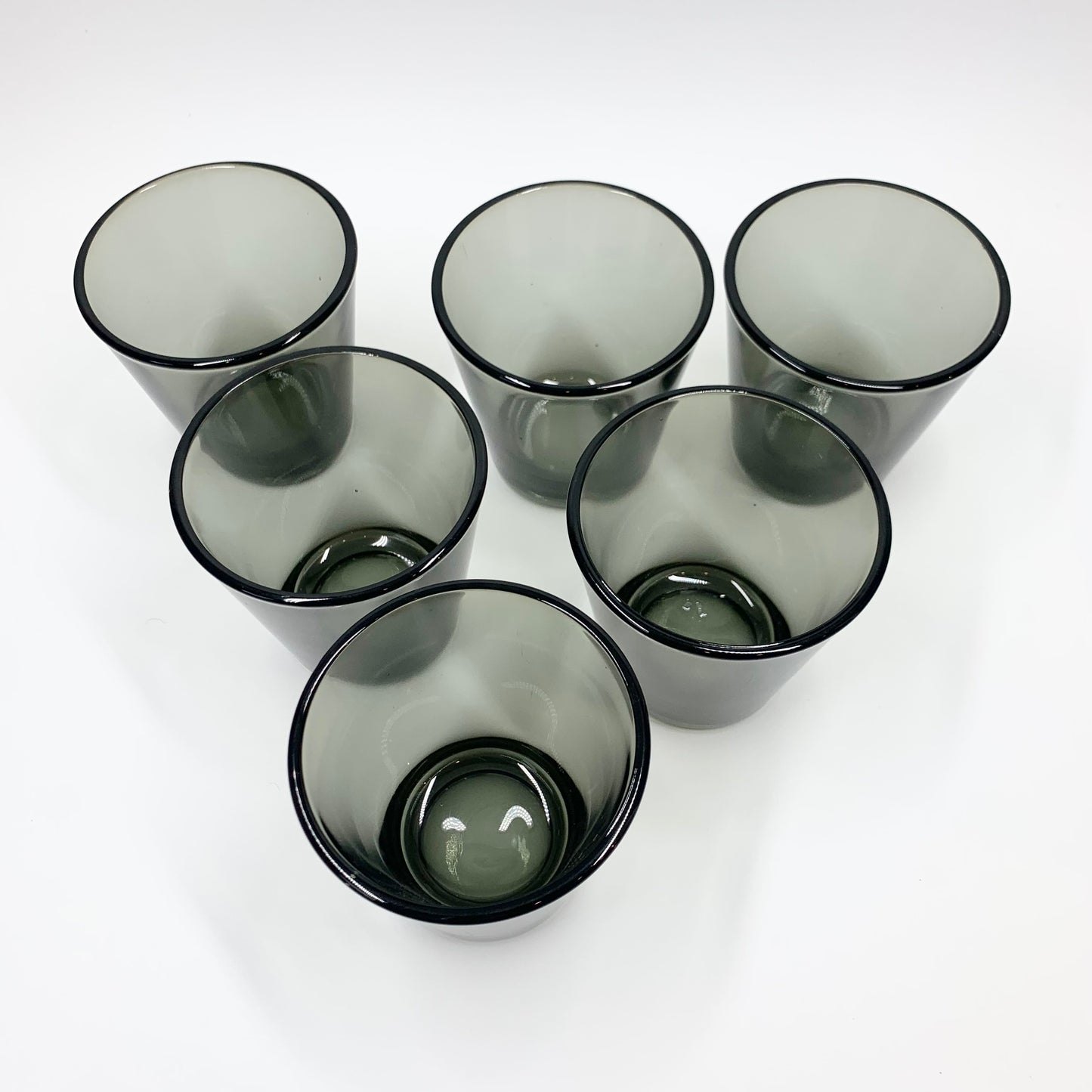 Rare hand made MCM thick grey glass water tumblers