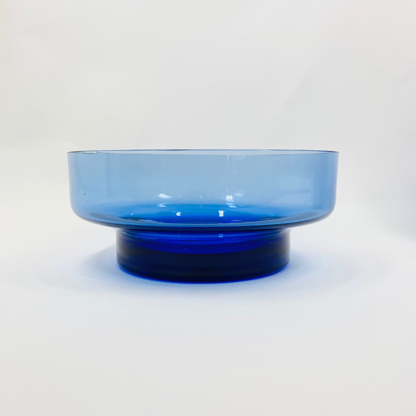 MCM hand made thick cobalt blue glass bowl