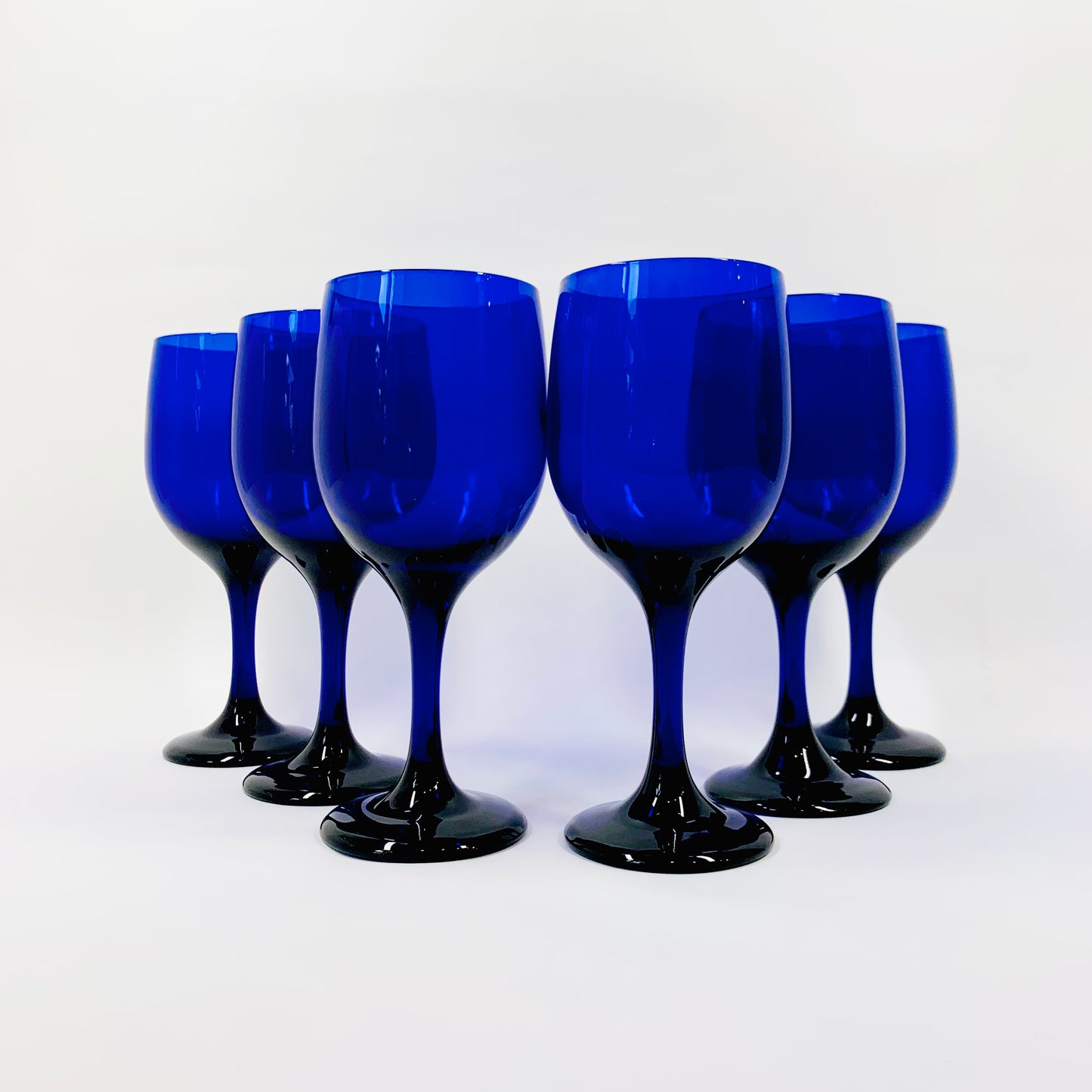 BLUE LIBBEY WINE GLASSES