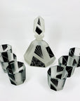 Extremely extremely rare antique Art Deco black enamel decanter satin glass set by Karl Palda