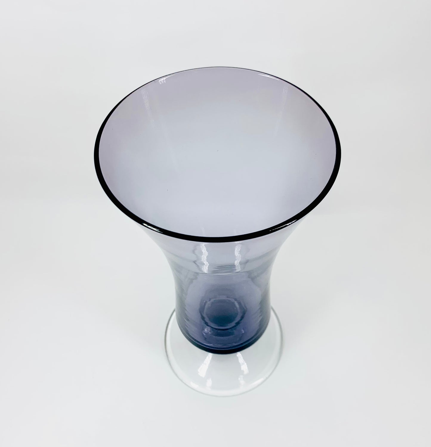 Midcentury Bohemian purple glass footed vase