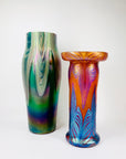 Antique Art Nouveau Kralik hand made peacock iridescent feather glass vase