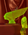 Art Deco reproduction of Lalique car mascot Victoire in uranium glass