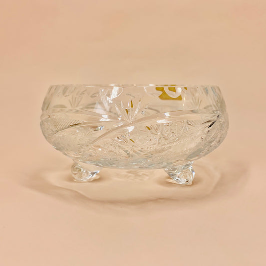 Vintage Polish cut crystal footed bowl