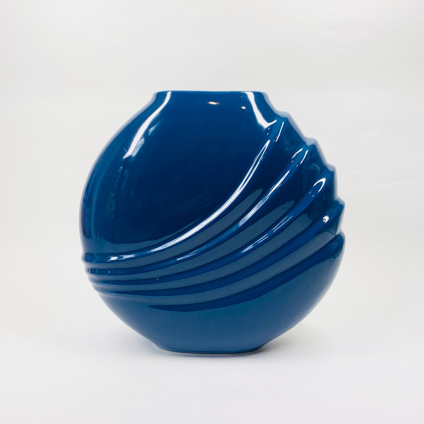 Rare 1970s Japanese blue porcelain round vase
