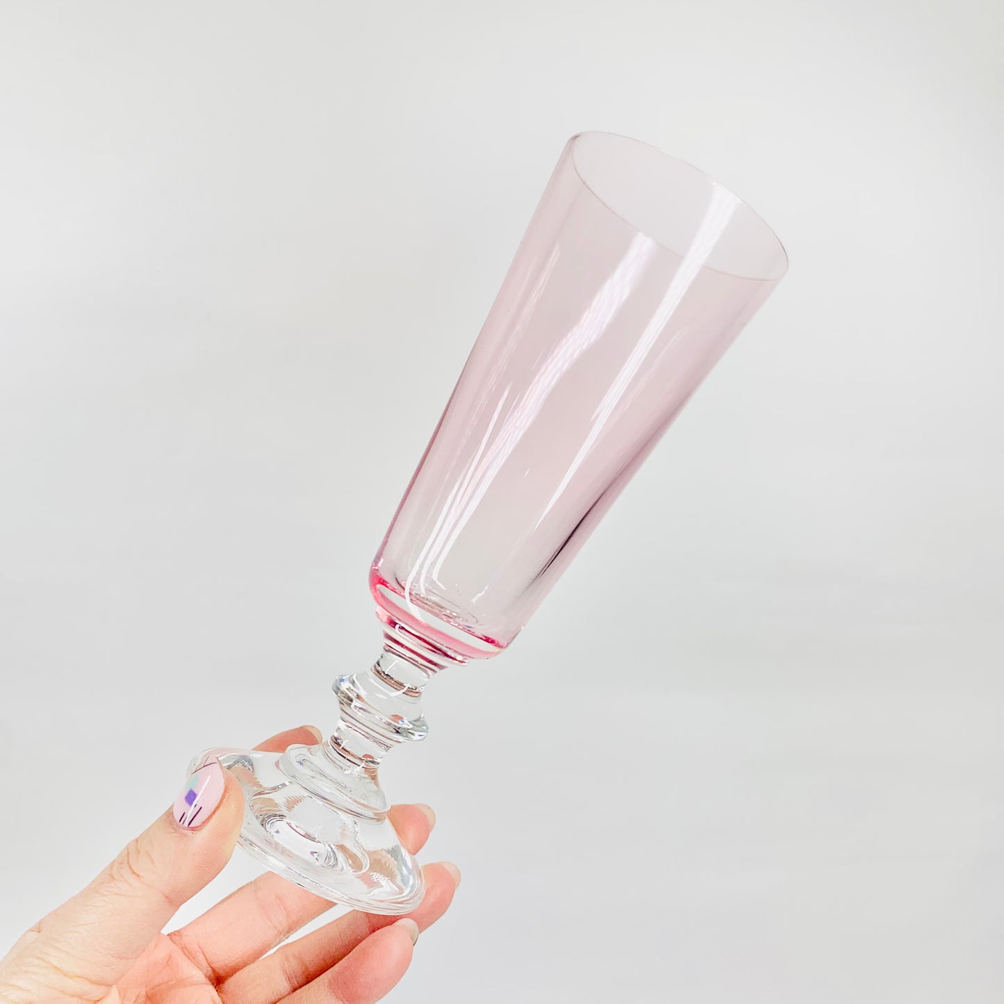 Midcentury harlequin glass champagne flutes