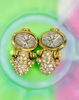 1950s gold plated cameo drop earrings with pearls