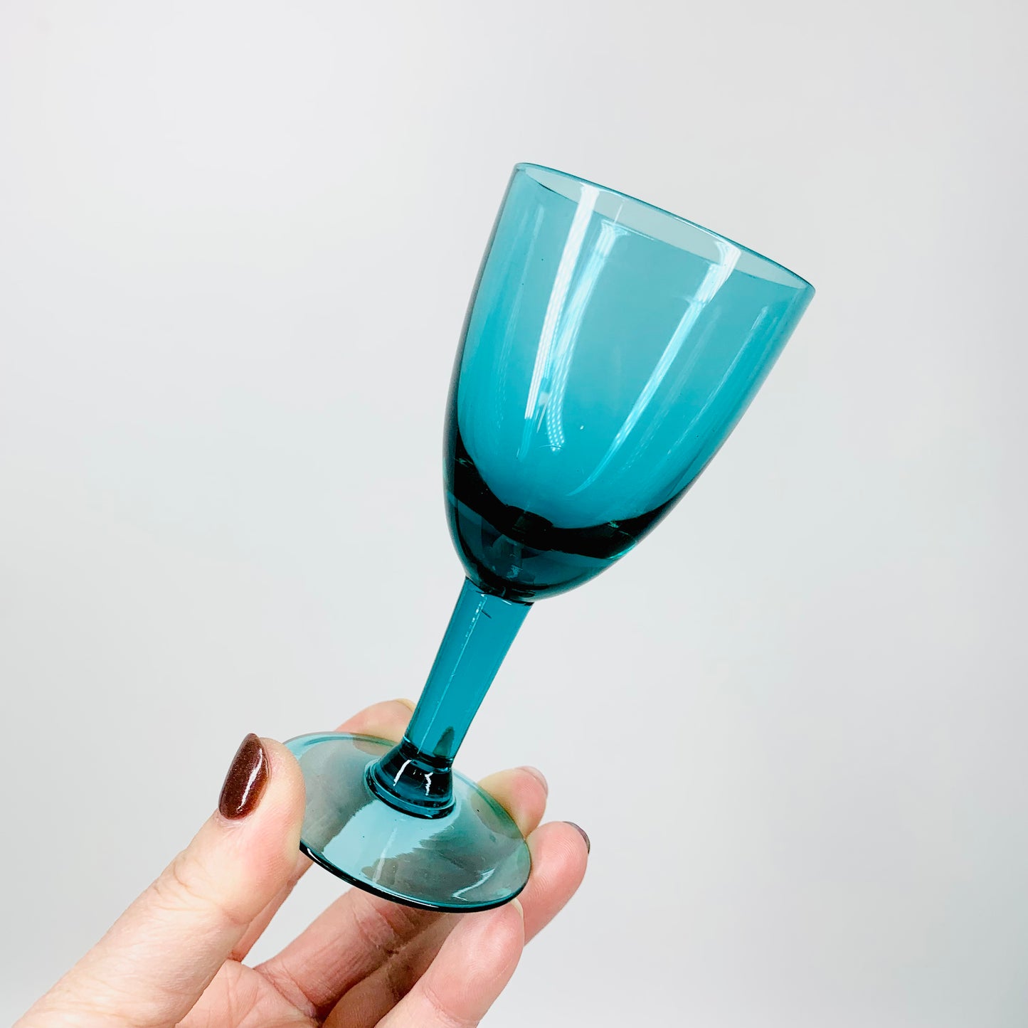 Midcentury Scandinavian turquoise glass decanter set with matching glasses