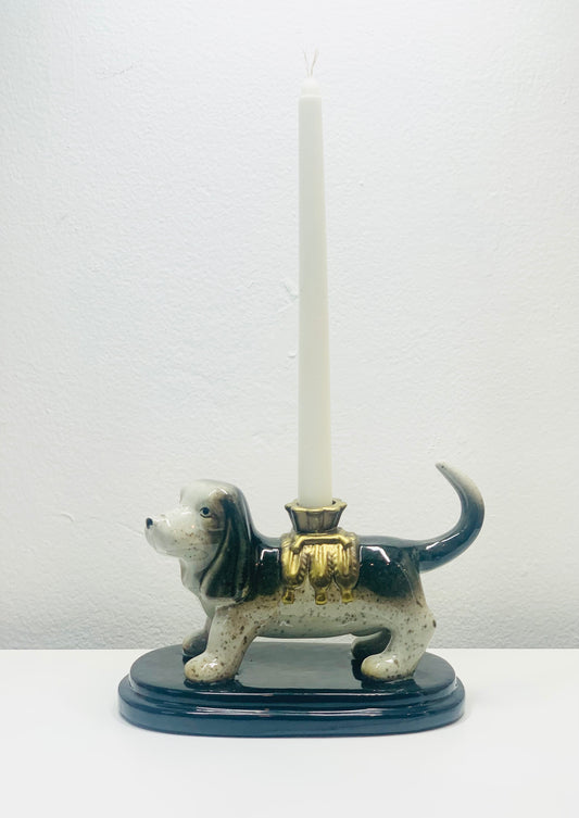 Retro Japanese dog figurine candle holder